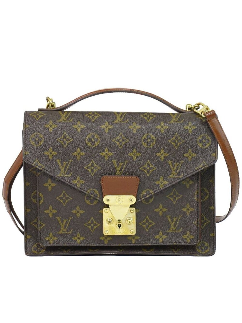 Louis Vuitton LV Monceau Monogram 2-Way Shoulder Bag Brown